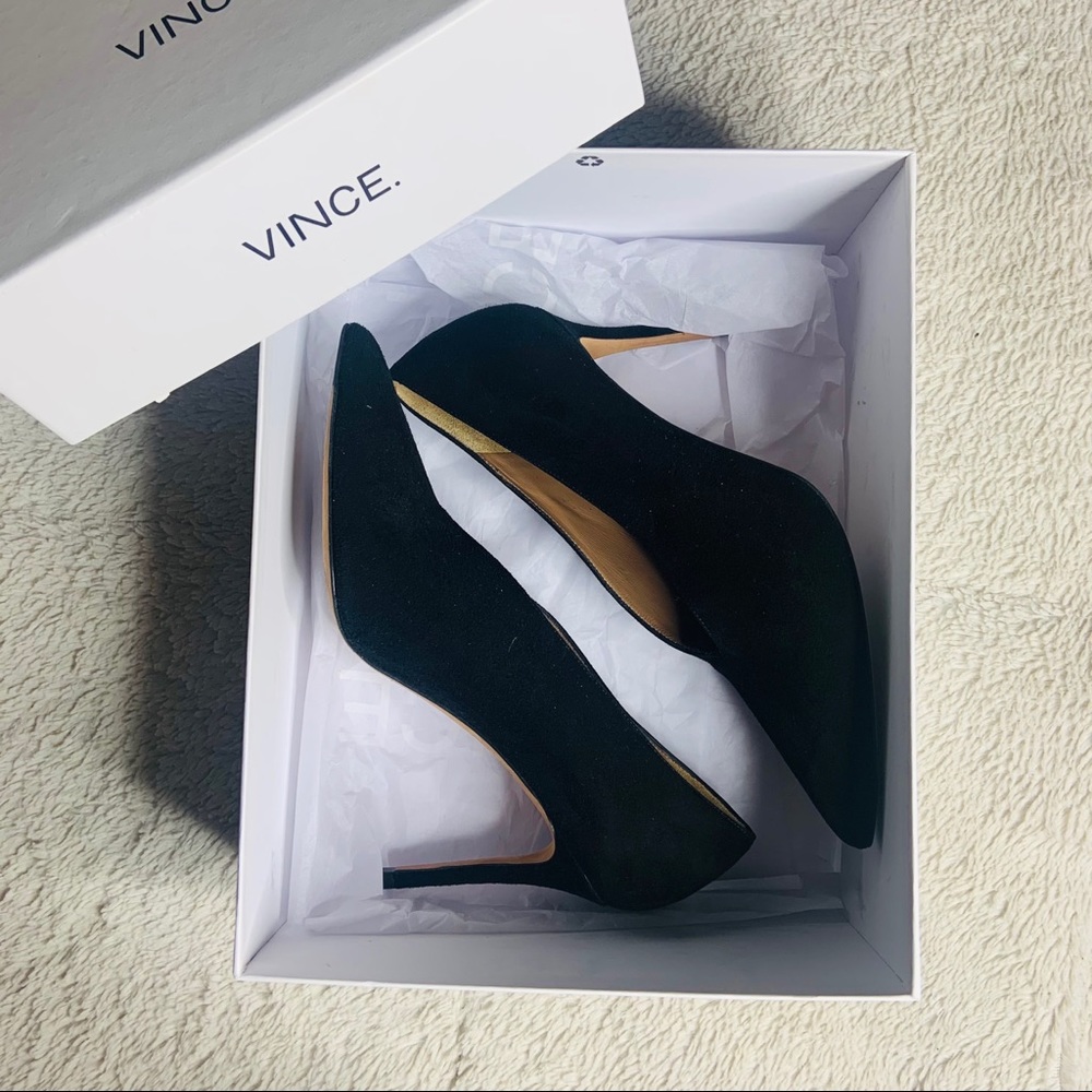 VINCE Suede Portia Pointed Toe Heel